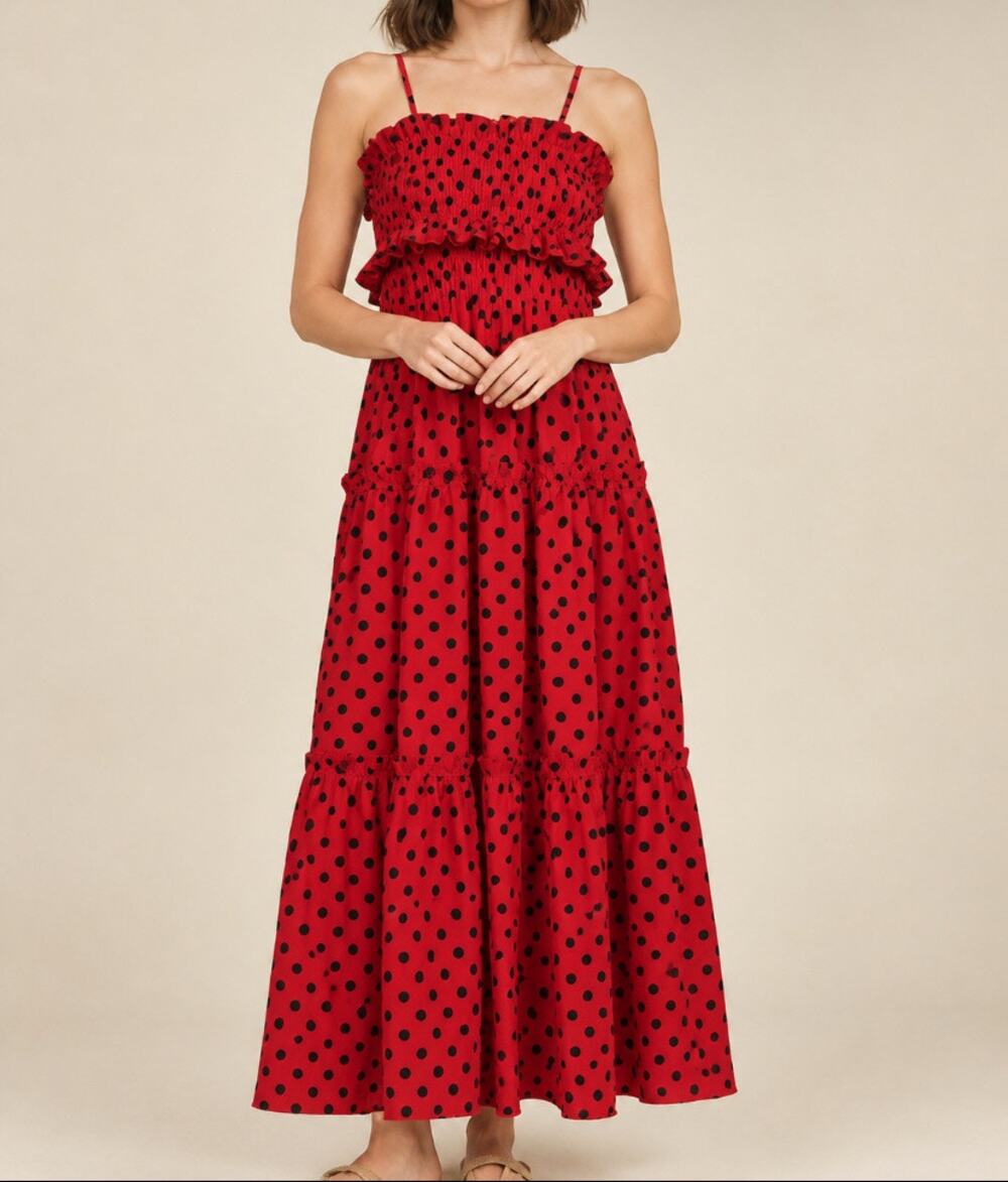 Womens Hunter Bell Reese Ruffle Dress Red Polka Dot Size XS EUC!